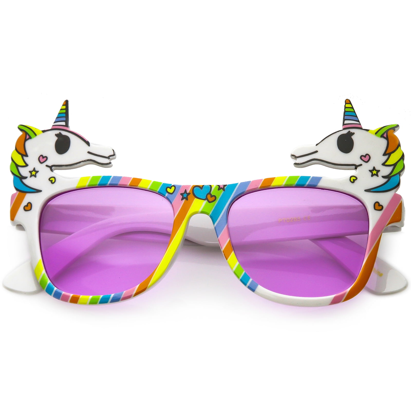 sunglass.la Novelty Rainbow Unicorn Sunglasses Horn Rimmed Square