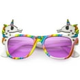 thumbnail image 1 of Novelty Rainbow Unicorn Sunglasses Horn Rimmed Square Lens 50mm (White Rainbow / Purple), 1 of 4