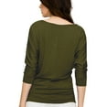 thumbnail image 5 of Made by Johnny Women's Boat Neck 3/4 Sleeve Draped Dolman Top with Side Shirring Premium Shirt XL OLIVE, 5 of 6