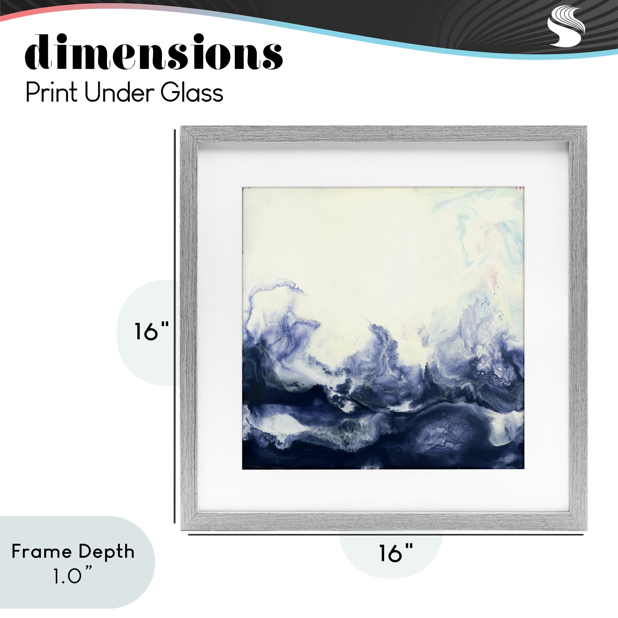 Stupell Industries Oceanic Fluid Swirl Gray Framed Print Under Glass, design by Laura Van Horne