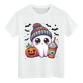 thumbnail image 5 of HCNTES Toddler Halloween Shirt Baby Boy Girls Ghost Pumpkin Tshirts Kids Fall Spooky Season Short Sleeve Tee Tops(3-4 Years,O192-White), 5 of 5