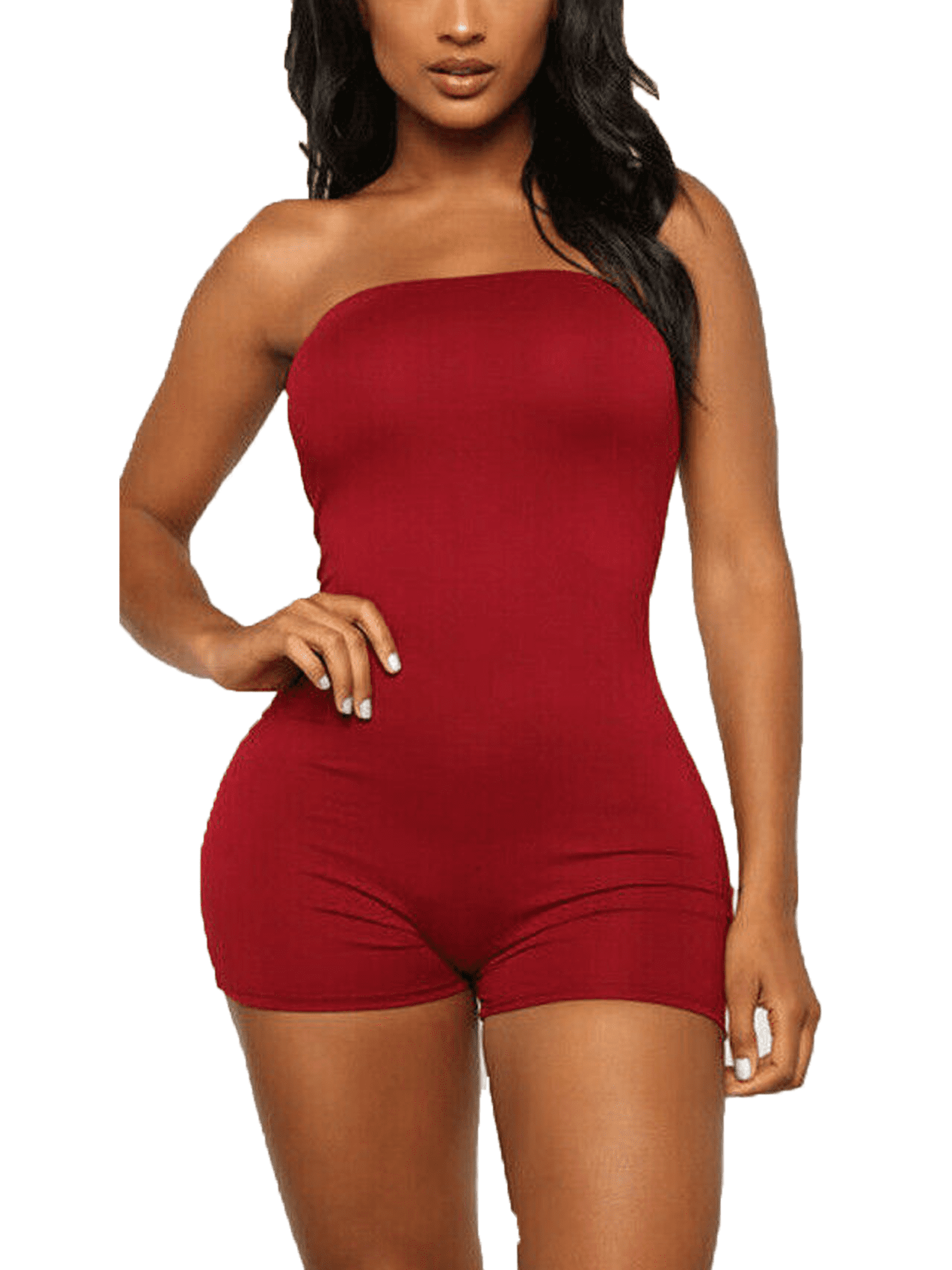 Xsylife Womens Strapless Tube Jumpsuit 