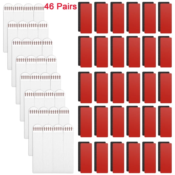 Tmwefusc 46 Pairs Hook and Loop Strip Set with Sticky Back Picture Hanging Strip Double Sided Sticky Pad Damage Free Removal for Glass Metal Tile