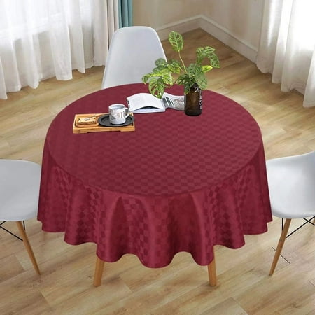

Haperlare 70 Round Tablecloth Waterproof Stain Resistant Small Checkered Table Cloth Cover Protector for Dining Tabletop Burgundy Red