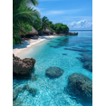 thumbnail image 1 of Qisvanset 12x16 Inch 2D Flat Framed Canvas Art, Maldives Tropical Paradise Seascape Panoramic Nature Home Wall Decor, 1 of 5