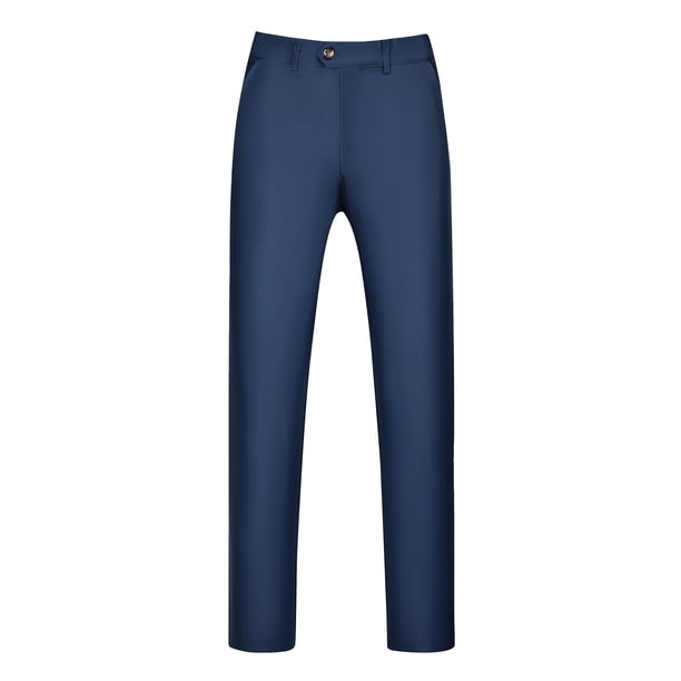 Pantalones de vestir recortados pahombre Pantalones lisos al tobillo con frente plano Azul marino 32