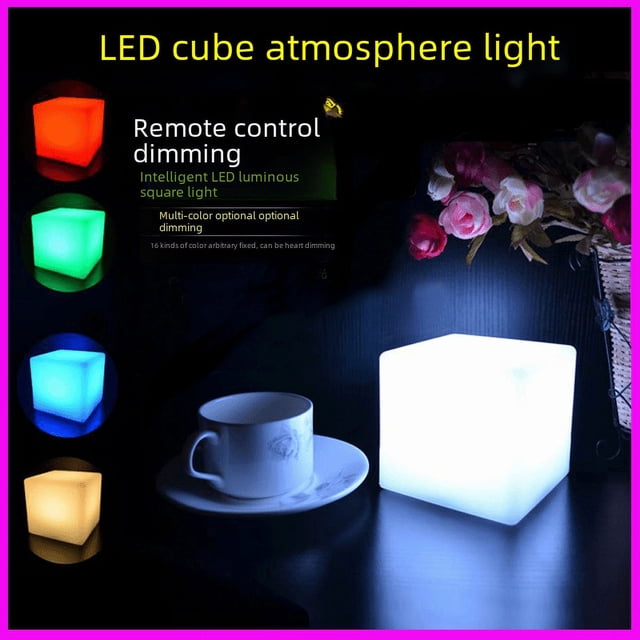 Luz de noche recargable, luz de mesa con ambiente creativo para bar, luz LED cuadrada emisora de luz, luz para exteriores