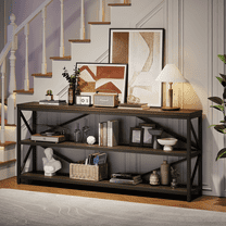 ONBRILL Console Sofa Table,70.8 Inch Extra Long Entryway Table with 3 Tier Wood Storage Shelf