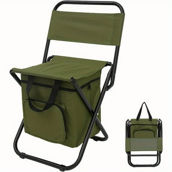 Portable folding camping chair, lightweight backrest stool with compact folding seat, outdoor backrest stool with folding backpack, heavy-duty, suitable for camping, hunting, fishing