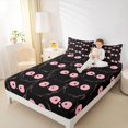 thumbnail image 3 of Manfei Cute Abstract Cat Bed Sheets, Cartoon Kitten Full Size Sheets, Black Pink, 4-Piece, 1 Flat Sheet, 1 Fitted Sheet and 2 Pillowcases, 3 of 6