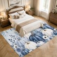 thumbnail image 3 of Area Rugs 5'x7', Thanksgiving Blue Pumpkins Carpet Runner Indoor Outdoor Rugs Home Decor Aesthetic, Fall Retro Country Eucalyptus Floral Non Slip Mats Washable Accent Rug for Living Room Bedroom, 3 of 6