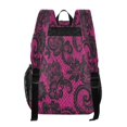 thumbnail image 3 of Large Clear PVC Backpack Heavy Duty See Through Backpack for Adults Work Travel, Pink-lace Printed 12L, 3 of 8