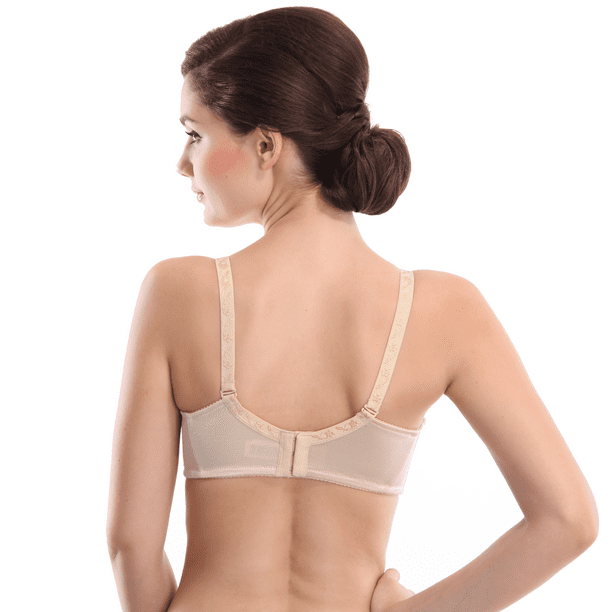 BIMEI Women's Mastectomy Bra with Pockets for Breast Prosthesis Wire Free  Fashion Everyday Bra Plus Size 8101,Beige,42B