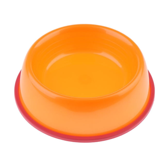 Comedero de Plástico con base de goma antideslizante Perfecl para perros y gatos Naranja 21x6cm