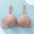 thumbnail image 4 of Gymayou Women Thin Floral Lace Underwire Bra Gentle Lift Push Up Shaping Adjustable Smooth Straps Breathable Comfort Lingeries Khaki 85, 4 of 9