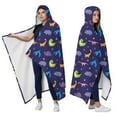 thumbnail image 2 of Wearable Blanket,DarkBlue Dinosaurs with Shapes Pattern Hooded Wearable Flannel Blanket for Adults & Teens,Winter Poncho Shawl Wrap Cape Cozy Anti-Pill,60"x80", 2 of 5