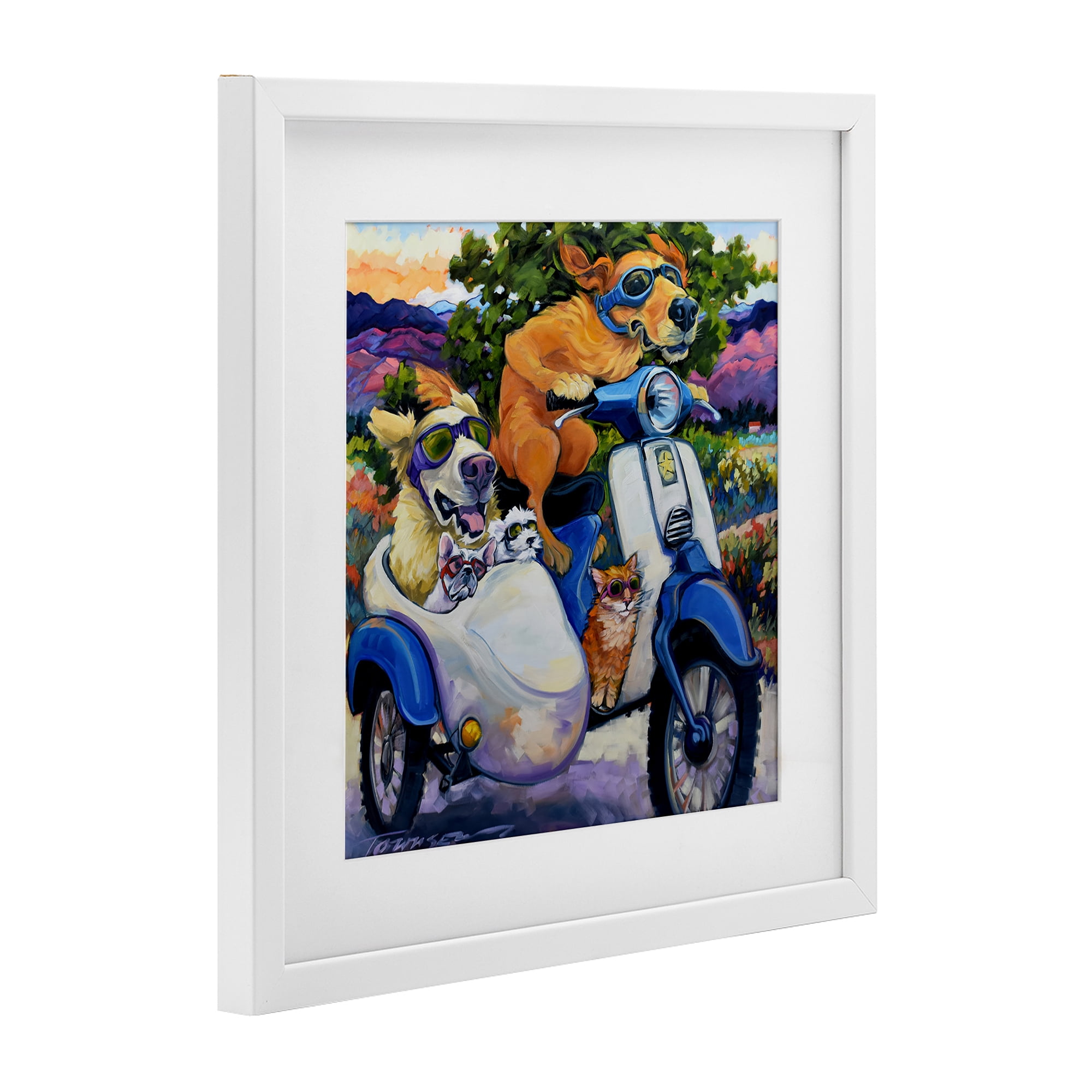 Stupell Industries All Doggled Up Sidecar White Framed Print Under Glass, design by CR Townsend