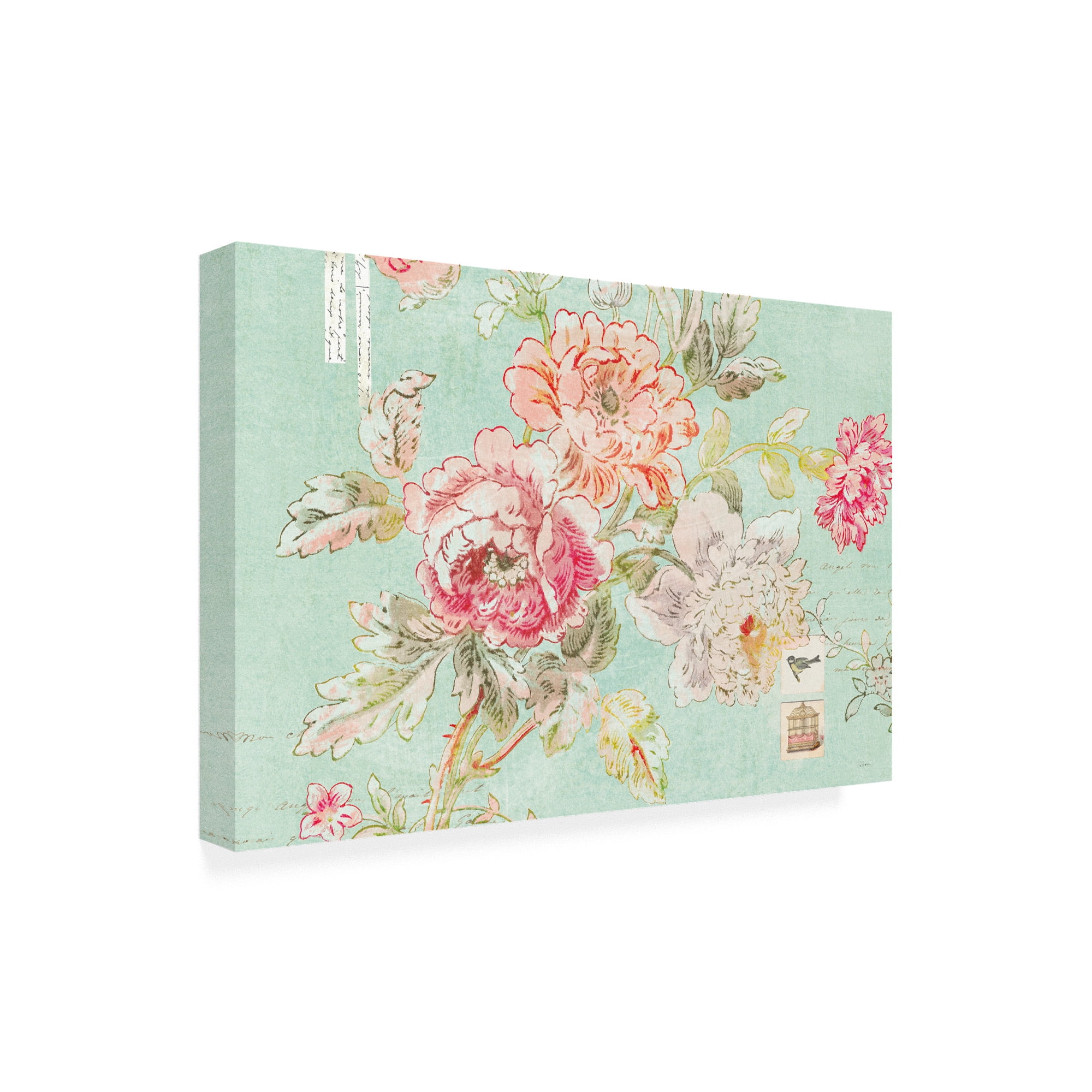 Trademark Fine Art 'Toile Roses I Blue' Canvas Art by Sue Schlabach