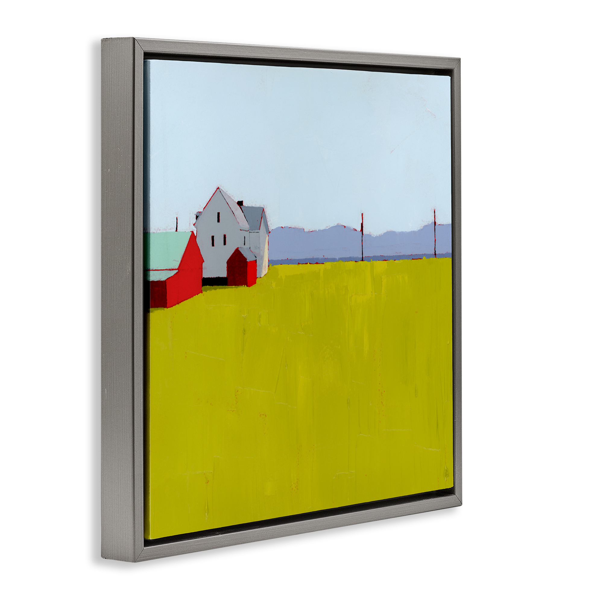 Farmhouse & Shed Landscape Gray Framed Floater Canvas Wall Art, design by Ruth LaGue
