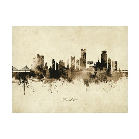 Michael Tompsett 'Boston Massachusetts Skyline Vintage' Canvas Art