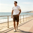 thumbnail image 5 of Men's Flex Casual Cargo Shorts, Lightweight Water Resistant Golf Shorts,Comfortable Stretch Waist Work Shorts with Multi-Pocket Coffee M, 5 of 7