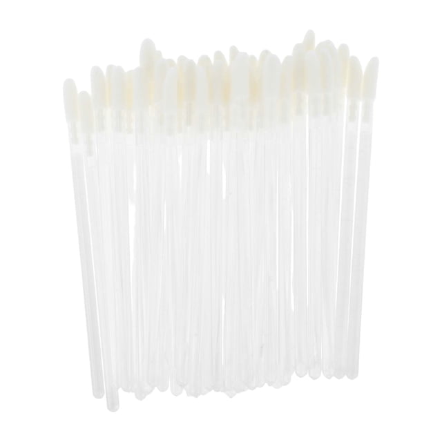 Unique Bargains 50 Pcs Disposable Solid Rod Lip Brush for Vacation Clear Plastic Flocking