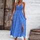 thumbnail image 4 of Puntoco Vestidos Mujer Verano Mujer Moda Sin Mangas Cuello En V Estilo De Vacaciones Impresión Vestido Largo Suelto, 4 of 7