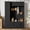 Black, variant on Farmhouse Hall Tree with Storage Cabinets, 79'' H Coat Rack with 4 Hooks and Adjustable Shelf, Entryway Bench with Shoe Storage for Hallway, Living Room