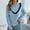 Light Blue, variant on Uaswgudfs Women's V-Neck Sweater: Contrast Trim & Textured Open-Knit with Delicate Patterns for Smart-Casual