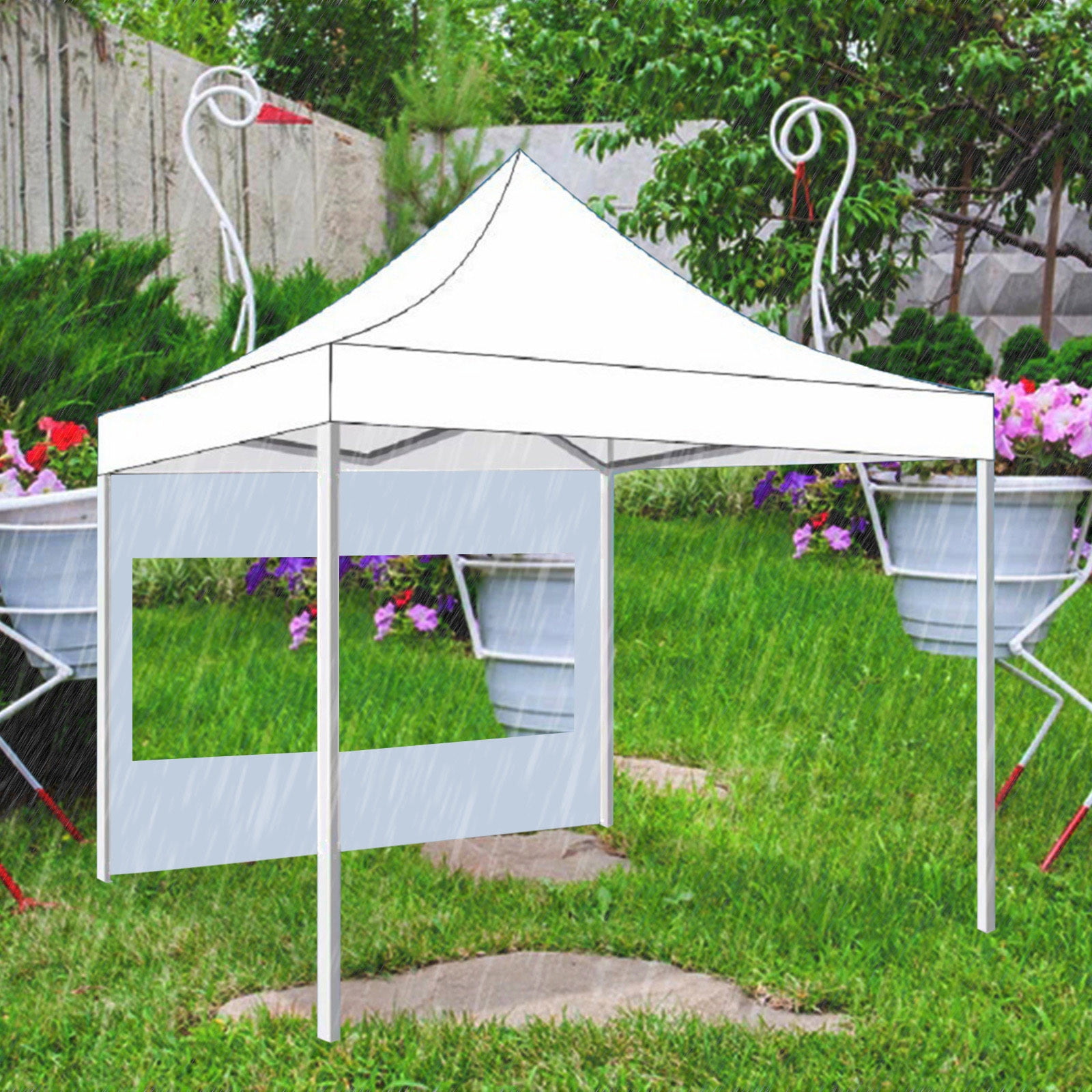 BGZLEU White Canopy Tent,Translucent Tent,Portable Pop Up Outdoor Gazebo with 1 Sidewall,UV ProtectionTent,Come with Carry Bag - Blue