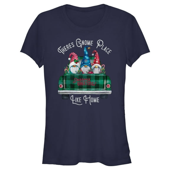Junior's Lost Gods Season's Greetings Gnomes  Graphic Tee Navy Blue X Large
