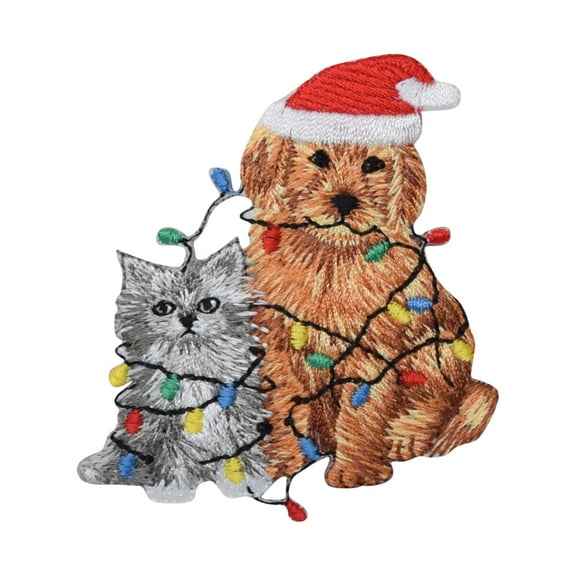 Christmas Puppy Dog - Kitten Cat - Pets -  Iron on Applique/Embroidered Patch