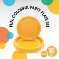 thumbnail image 3 of Exquisite Plastic Plate Combo 100 Pack 9 & 7 Inch Yellow Plastic Disposable Party Plates, 3 of 7