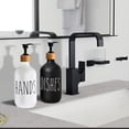 thumbnail image 4 of Dispensador de jabón de manos en blanco y negro de 500 ml con bomba para decoración de baño, encimera de cocina y estilo rústico, 4 of 5