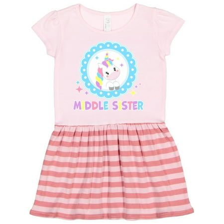 

Inktastic Middle Sister cute unicorn Gift Toddler Girl Dress