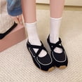 thumbnail image 6 of Women’s Mary Jane Shoes with Cross Strap Design and Hidden Wedge Soft Sole Round Toe Casual Sneakers for Walking and Travel, 6 of 6