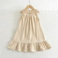 thumbnail image 4 of CYRBOKO Girls Summer Dresses, Sleeveless Soft Crew Neck A-line Casual Dresses Beige Size 5-6 T, 4 of 4