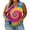 5#Yellow, variant on Women Plus Size Sleeveless V-Neck Tie Dye Tank Top, Loose Flowy Curved Hem Casual Summer Blouse