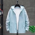 thumbnail image 2 of Akiihool Mens Jackets with Hood Men's Slim Fit Lightweight Softshell Windbreaker Outdoor Golf Fashion Coat (Light Blue,M), 2 of 3
