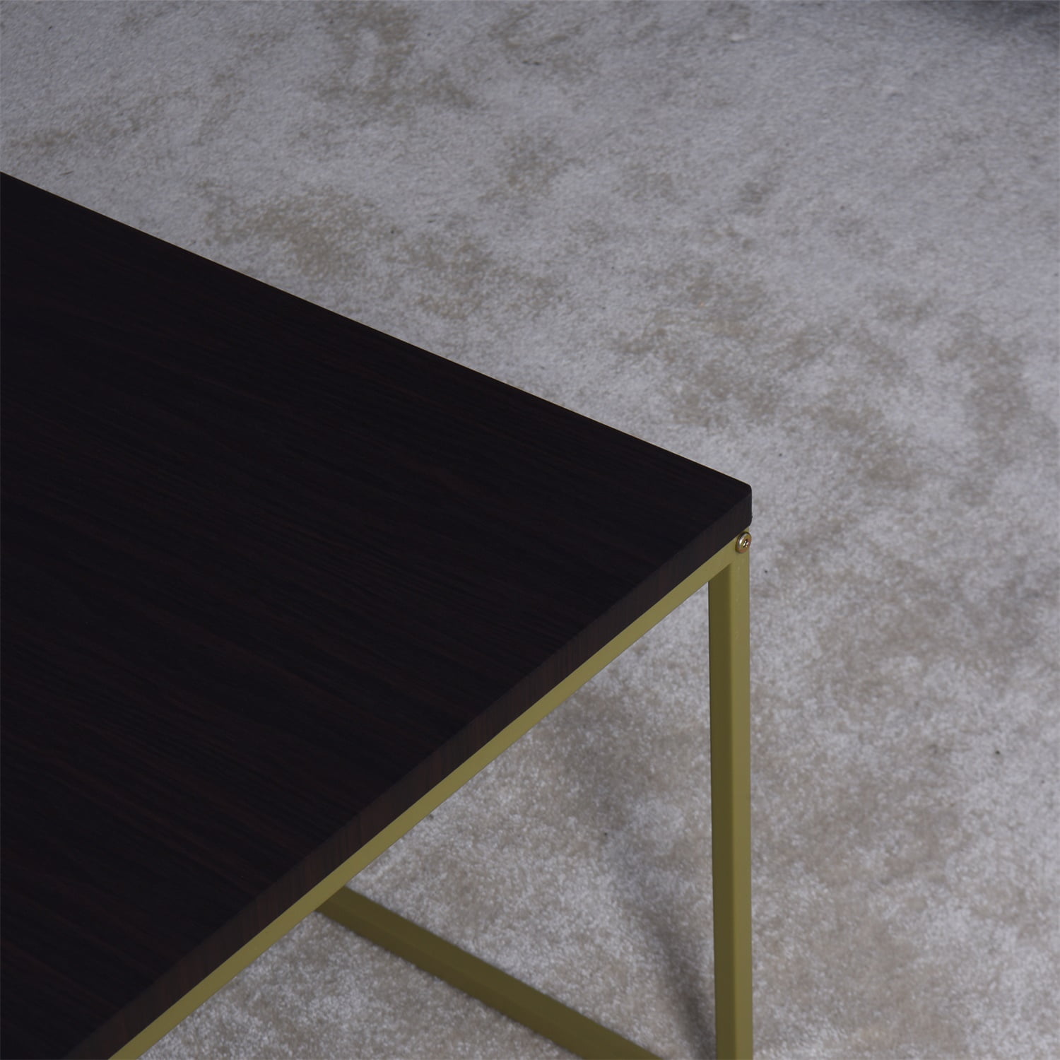 Living Room White Nesting Table, Coffee Table with Wooden MarbleTop, Metal Legs, Black Living Room White Nesting Table, Coffee Table with Wooden MarbleTop, Metal Legs, Black