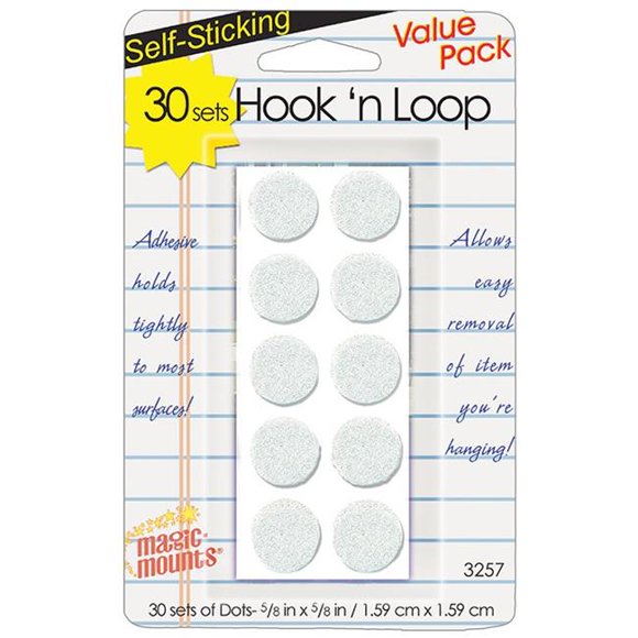 Miller Studio MIL3257W-6 0.625 in. Magic Mounts Hook N Loop Dots 30 Sets - Pack of 6