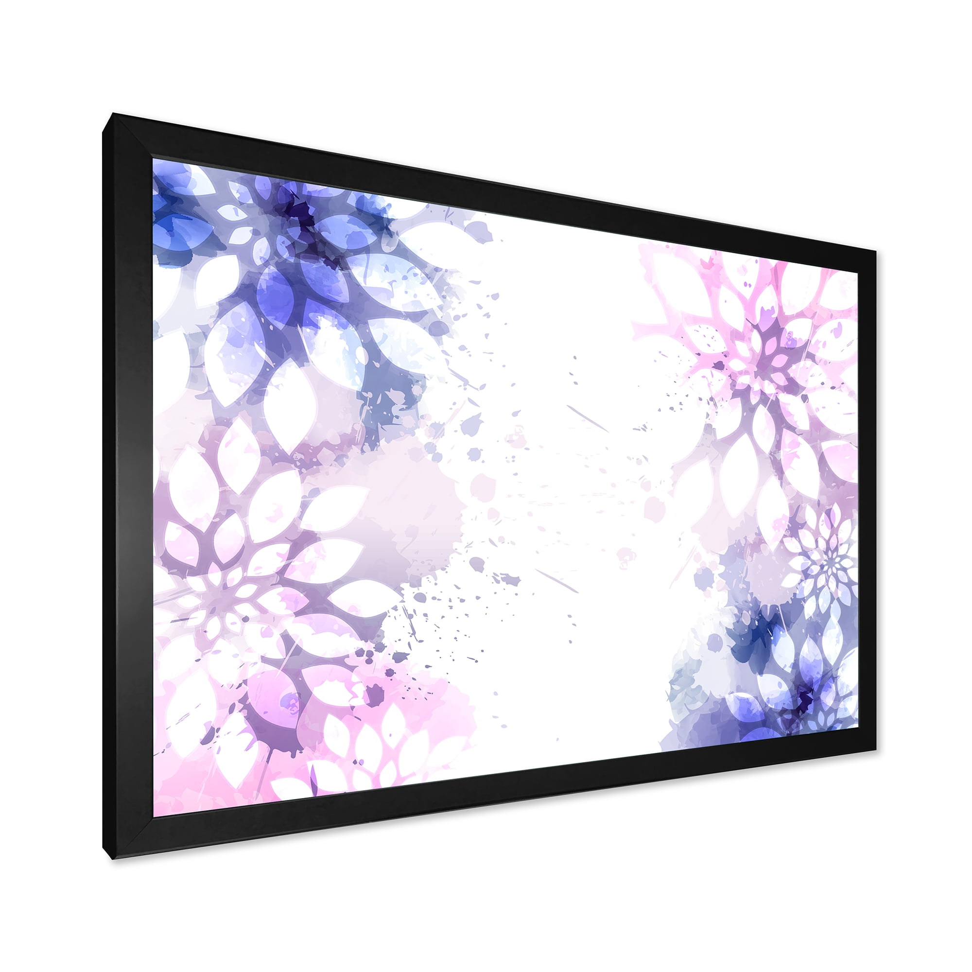 Designart 'Pink and Purple Abstract With Colorful Splashes II' Modern Framed Art Print