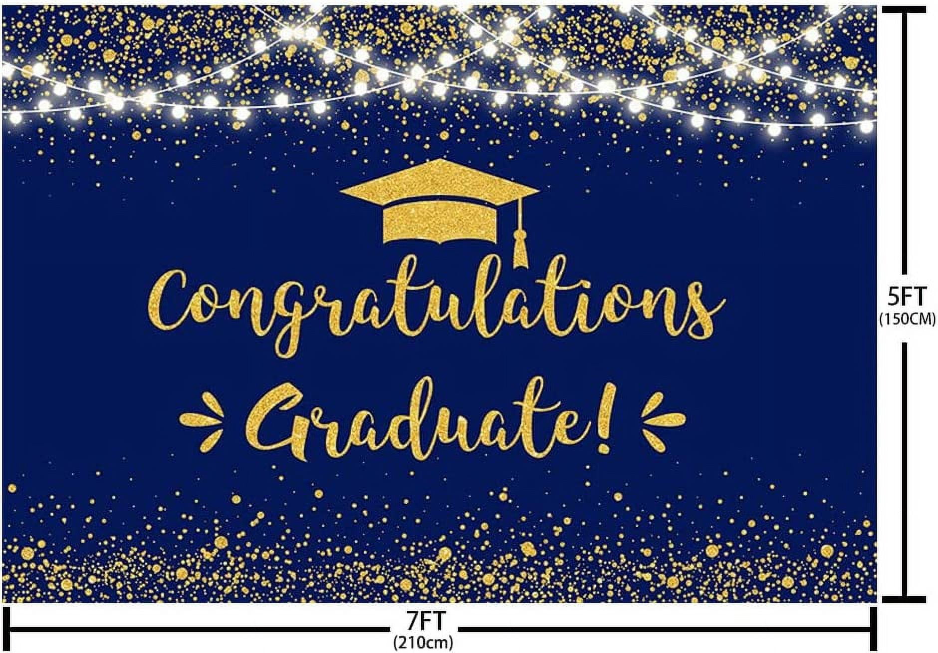 Congratulation Graduate Backdrop Class of 2024 Graduation Party Decorations  Background Blue Gold Congrats Grad Decor Banner Photography Background  Studio Photo Booth Props - Walmart.com, image size:1880x1308
