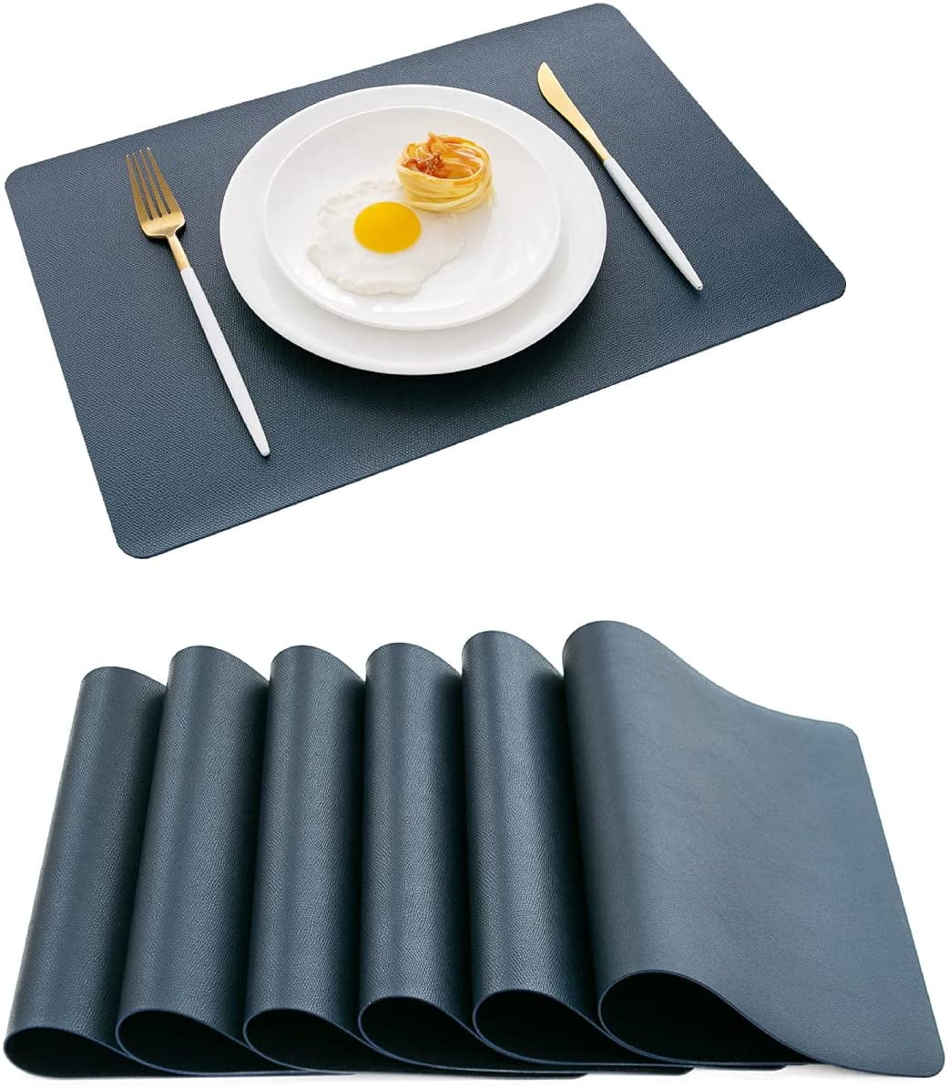 Homgreen Placemats Black Placemat Leather Table Mats Set of 6 Heat