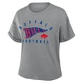 thumbnail image 2 of Women's Fanatics Heather Gray Buffalo Bills Pennant Wave Tribute Tri-Blend Boxy T-Shirt, 2 of 3