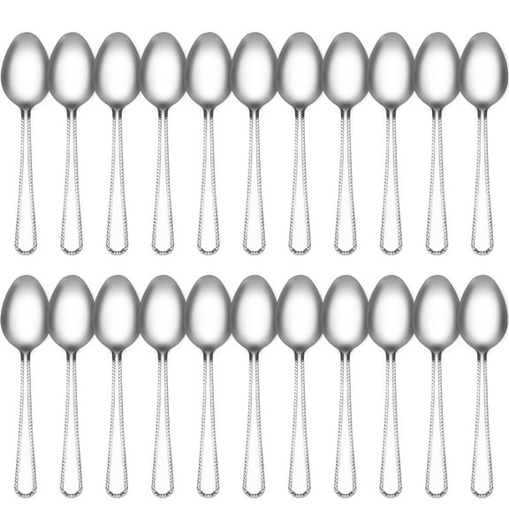 Ruffulon 24 Pieces Dinner Spoons Set, Food Grade Stainless Steel Spoons Silverware, Classic Design Tablespoon for Home,Kitchen or Restaurant, Dishwasher Safe, 7.1  inch