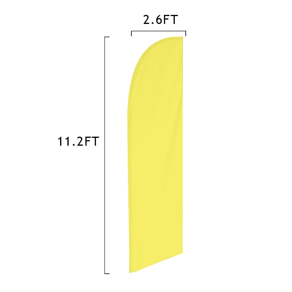 Vispronet Solid Neon Yellow Feather Flag, 2.6ft x 11.2ft Swooper Flag, Flag Only
