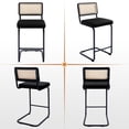 thumbnail image 4 of ONEVOG Mid-Century Velvet Cantilever Counter Height Bar Stools with Rattan Cane Back, Set of 2, Black, 4 of 7