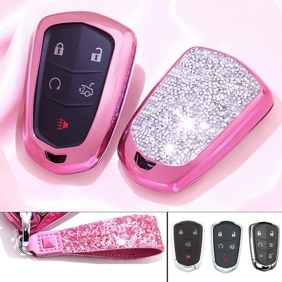 Royalfox(TM) 4 5 6 Boutons 3D Bling keyless Entrée Télécommande Smart Key Fob Housse pour 2016-2019 Cadillac CT6, 2017-2019