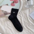 thumbnail image 4 of Women Japanese Girl Solid Color Cotton Ankle Socks Sweet Bowknot Embroidery Hollow Out Breathable Short Tube Socks, 4 of 9